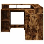 vidaXL Bureau et lumières LED chêne fumé 130x130x91cm bois ingénierie
