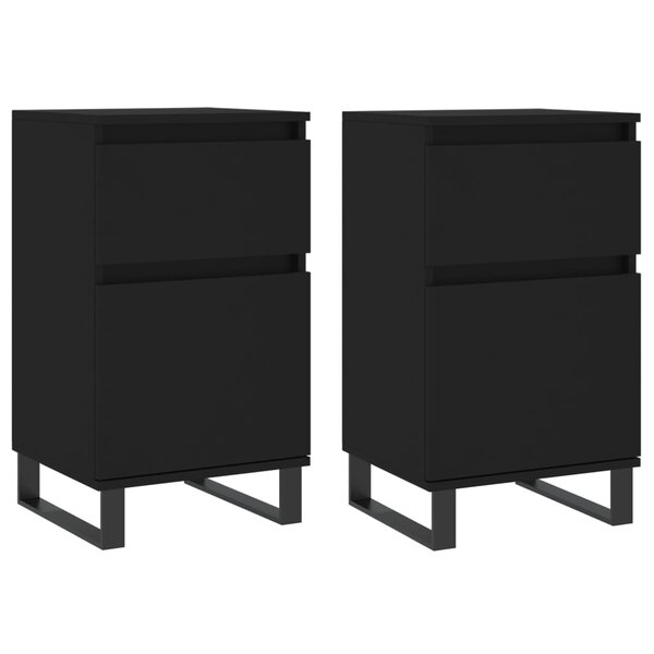vidaXL Buffets 2 Pièces noir 40x35x70 cm bois d’ingénierie
