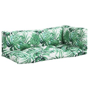 vidaXL Coussins de palette lot de 3 motif de feuilles tissu