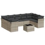 vidaXL Salon de jardin avec coussins 10 Pièces gris clair résine tressée