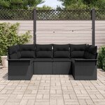 vidaXL Ensemble de canapé de jardin avec coussin 6 Pièces Noir polyrotin