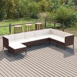 vidaXL Salon de jardin 8 Pièces avec coussins résine tressée marron