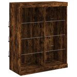 vidaXL Buffets avec lumières LED 3 Pièces chêne fumé bois d'ingénierie