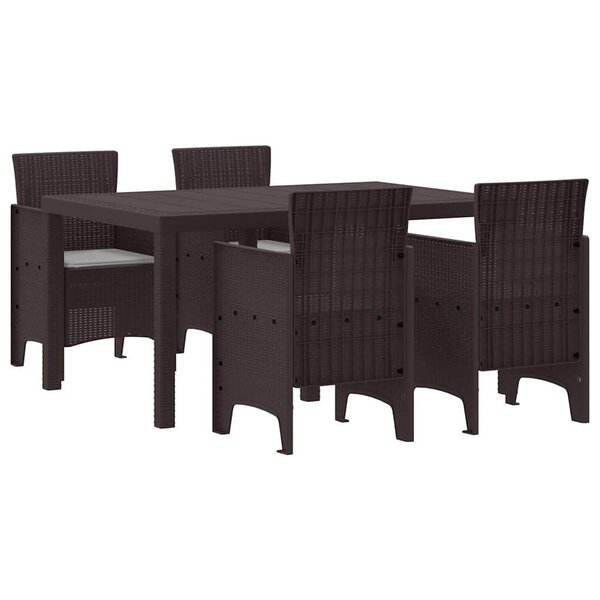 vidaXL Ensemble de salle à manger pour jardin 5 Pièces Marron Rattan Polt