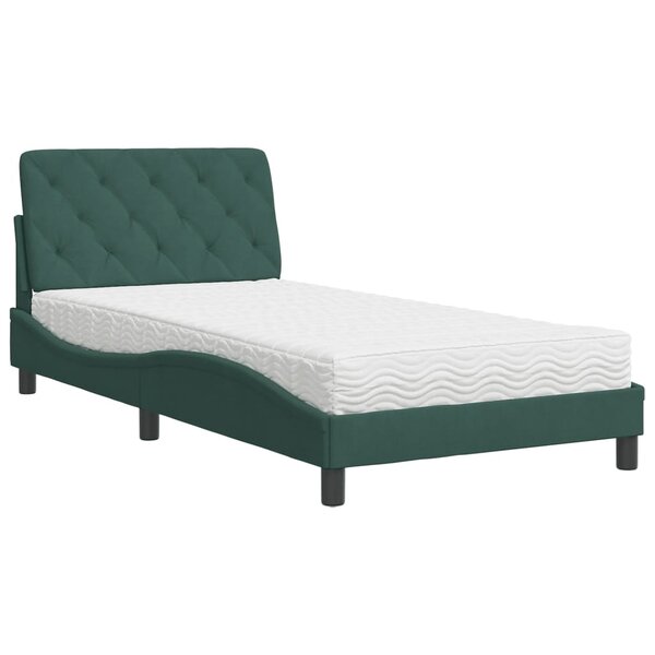 vidaXL Lit avec matelas vert foncé 100x200 cm velours