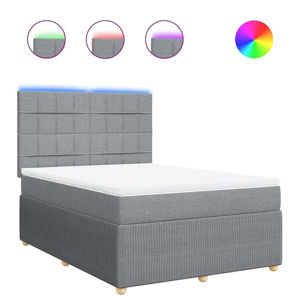 vidaXL Sommier à lattes de lit avec matelas Gris clair 140x200cm Tissu