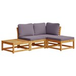 vidaXL Salon de jardin 4 Pièces avec coussins Bois d'acacia solide