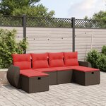 vidaXL Salon de jardin 6 Pièces avec coussins marron résine tressée