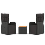 vidaXL Ensemble de salon de jardin 3 Pièces noir poly rotin et acacia