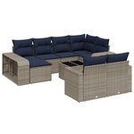 vidaXL Salon de jardin 11 Pièces avec coussins gris résine tressée