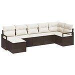 vidaXL Ensemble de canapé de jardin avec coussin 7 Pièces Marron  Crème