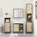 vidaXL Meuble de salle de bain avec lavabo Chêne Sonoma 65 x 33 x 60 cm Bois d'ingénierie