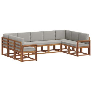 vidaXL Ensemble de canapés d'extérieur 9 pc Gris Naturel et Clair