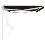 vidaXL Auvent manuel rétractable avec LED 5x3 5 m Anthracite