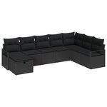 vidaXL Ensemble de canapé de jardin 8 Pièces Noir Poly rotin