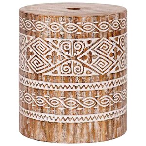 vidaXL Pied de parasol blanc lavé Ø34 x 40 cm Bois massif