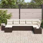 vidaXL Ensemble de canapé de jardin 7 Pièces Marron polyrotin