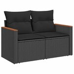 vidaXL Salon de jardin avec coussins 7 Pièces noir résine tressée acacia