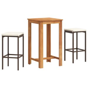 vidaXL Ensemble de bar de jardin 3 Pièces marron bois massif acacia rotin