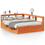 vidaXL Lit bibliothèque sans matelas cire marron 150x200 cm pin massif