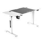 Bureau table poste de travail électrique à hauteur réglable assis debout plateau rectangulaire 140 x 60 cm blanc 03_0009083