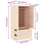 vidaXL Garde-robe ALTA 90x55x170 cm bois massif de pin