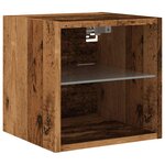 vidaXL Meuble TV mural avec lumières LED vieux bois 30x28 5x30 cm
