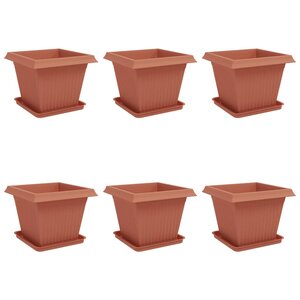 vidaXL Pots de plantes 6 Pièces Rouge brique 43 x 43 x 33 5 cm Plastique