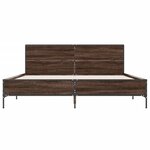 vidaXL Cadre de lit chêne marron 135x190 cm bois d'ingénierie et métal