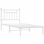 vidaXL Cadre de lit métal sans matelas avec tête de lit blanc 90x190cm