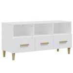 vidaXL Meuble TV Blanc brillant 102x36x50 cm Bois d'ingénierie