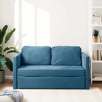 vidaXL Canapé-lit 2 en 1 bleu 122x204x55 cm velours