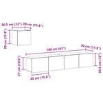 vidaXL Set de meuble TV Montage mural 4 Pièces Chêne noir 80 x 30 x 30 cm