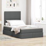 vidaXL Lit de Rangement Gris foncé 120 x 200 cm Cuir synthétique