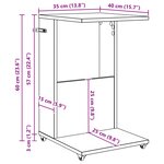 vidaXL Table d'appoint avec roue Chêne artisanal 40 x 35 x 60 cm