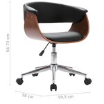 vidaXL Chaise pivotante de bureau Noir Bois courbé et similicuir