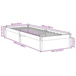 vidaXL Cadre de lit extra long sans matelas 90x220 cm bois massif pin