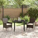 vidaXL Ensemble de salle à manger pour jardin 3 Pièces Marron 2 Places