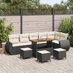vidaXL Ensemble de canapé de jardin 10 Pièces Noir polyrotin