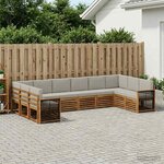 vidaXL Ensemble de canapé d'angle 7 Pièces Naturel et gris clair