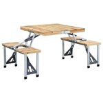 vidaXL Table pliable de camping avec 4 sièges Acier Aluminium