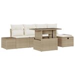 vidaXL Ensemble de canapé de jardin 7 Pièces Beige Poly rotin