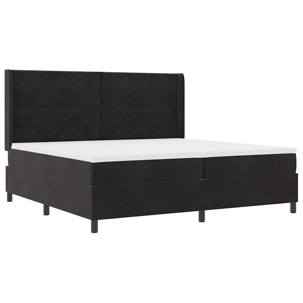 vidaXL Lit à ressorts avec tête de lit Noir 200 x 200 cm Velours