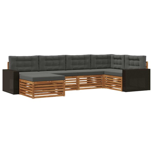 vidaXL Ensemble de canapés d'extérieur 6 pc Naturel et Anthracite