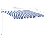 vidaXL Auvent manuel rétractable avec LED 300x250 cm Bleu et blanc
