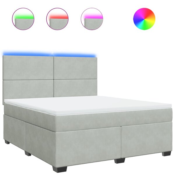 vidaXL Sommier à lattes de lit et matelas Gris clair 180x200cm Velours