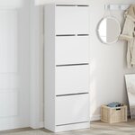 vidaXL Armoire à chaussures 4 tiroirs rabattables blanc 60x34x187 5 cm