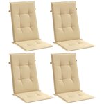 vidaXL Coussins de chaise à dossier haut lot de 4 beige mélangé tissu
