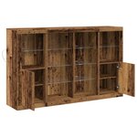Buffet vidaXL avec Lumières LED Vieux Bois 163x37x100 cm Bois d'ingénierie