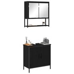 vidaXL Ensemble de mobilier de salle de bain avec étagère 2 Pièces Noir